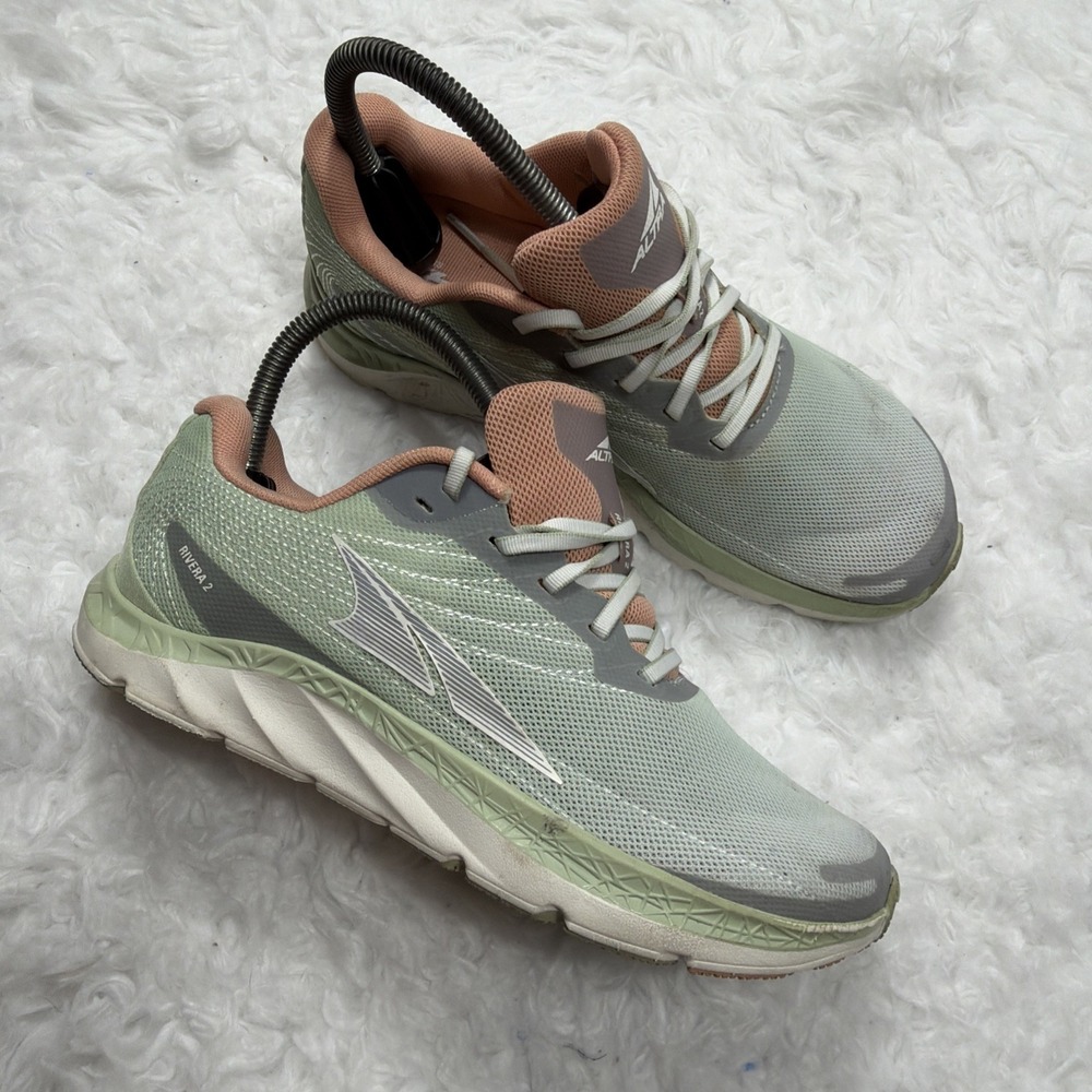 Altra Women's Rivera 2 Mint Green and Dusty Pink Running Shoes - Picture 2 of 9